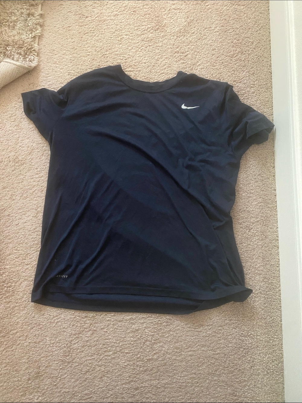 Nike Navy Short Sleeve Crew Neck Tee with White Swoosh